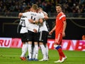 German national football team celebrating a goal scored in inter