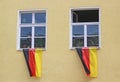 German nationalism: flags waving from two window sills