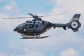 German Navy Eurocopter EC-135 D-HDDL trainer helicopter arrival and landing for RIAT Royal International Air Tattoo 2018 airshow Royalty Free Stock Photo