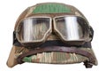 German nazi army helmet with with protective goggles and camouflage cover, type Splinter, helmet M35, M40, M42 Royalty Free Stock Photo