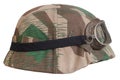 German nazi army helmet with with protective goggles and camouflage cover, type Splinter, helmet M35, M40, M42 Royalty Free Stock Photo