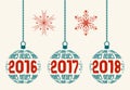 German New Year graphic design elements 2016-2018 Royalty Free Stock Photo