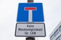 German No through road traffic sign.