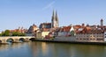 German old town Regensburg at the river Danube