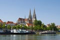 German old town Regensburg at the river Danube