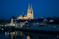 German old town Regensburg at the river Danube