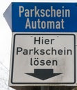 German parking ticket machine sign Royalty Free Stock Photo