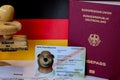 German passport application form with passports