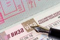 German passport with visa to the Russian Federation Royalty Free Stock Photo