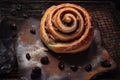 German pastry roll with raisins and nuts called \'Nussschnecke\' or \'Rosinenschnecke