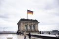 German people and foreign travelers travel visit on roof top of Dem deutschen Volke or Reichstag National Imperial Diet Building