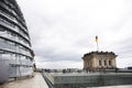 German people and foreign travelers travel visit on roof top of Dem deutschen Volke or Reichstag National Imperial Diet Building Royalty Free Stock Photo