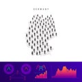 German people icon map. Detailed vector silhouette. Mixed crowd of men and women. Population infographics