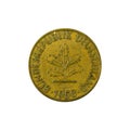 5 german pfennig coin 1950 reverse Royalty Free Stock Photo