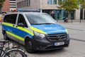 German police bus in front of the main railway station in Kiel Germany