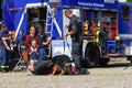 German police dog handler with a police sheepdog