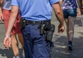 German police officer observing people. Royalty Free Stock Photo