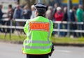 German police officer stands on street Royalty Free Stock Photo