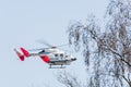 German police, rescue helicopter landing Royalty Free Stock Photo