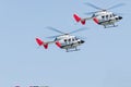 German police, rescue helicopter landing Royalty Free Stock Photo