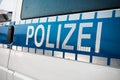 German police sign on the car