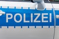 German Polizei car label badge on the patrol car Royalty Free Stock Photo