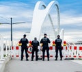 German Polizei Police officers checks traffic at the border crossing in Kehl