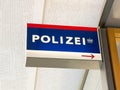 German polizei sign indoors with direction arrow Royalty Free Stock Photo