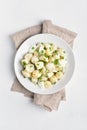 German potato salad with eggs and green onion Royalty Free Stock Photo