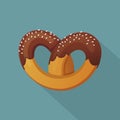 German pretzel icon, flat style Royalty Free Stock Photo