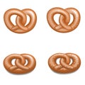 German pretzel icon set, realistic style Royalty Free Stock Photo