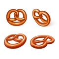 German pretzel icon set, realistic style