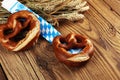 German pretzels with salt close-up on the table