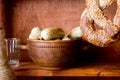 German pretzels and sausages Royalty Free Stock Photo