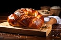 german pretzels on a wooden kitchen chopping board