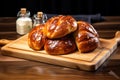 german pretzels on a wooden kitchen chopping board