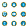 German quality icons set, flat style