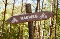 German Radweg, cycleway sign in a forest