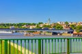 German railings of the bridge and the old Beograd HDR image Royalty Free Stock Photo