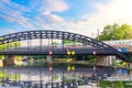 German railways over the Spree river, beautiful sunny image of modern Berlin, Germany Royalty Free Stock Photo