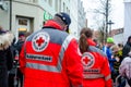 Soest, Germany - December 31, 2018: German Red Cross Medical Corps on patrol German: Deutsches Rotes Kreuz, SanitÃÂ¤tsdienst