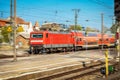 German regional express arrives on the train station