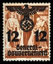 GERMAN REICH. Circa 1939 - c.1944: General Goudernement. A postage stamp with portraying of nazi symbols. Royalty Free Stock Photo