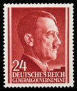 GERMAN REICH. Circa 1939 - c.1944: A postage stamp with portraying of Adolf Hitler Royalty Free Stock Photo