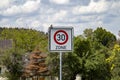 German road sign zone 30 km / h in a rural area