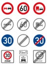 German road signs speed limit and overtaking