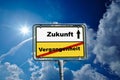 German roadsign of Future and Past