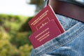 German and Russian passport in the pocket Royalty Free Stock Photo