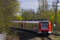 German S-bahn train arriving to the train stop, Munich