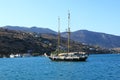 German sailing boat by Plaka city on Crete Royalty Free Stock Photo